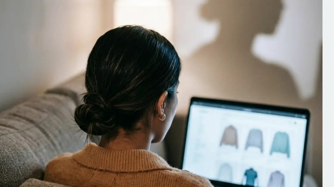 Shopper searching online for clothes