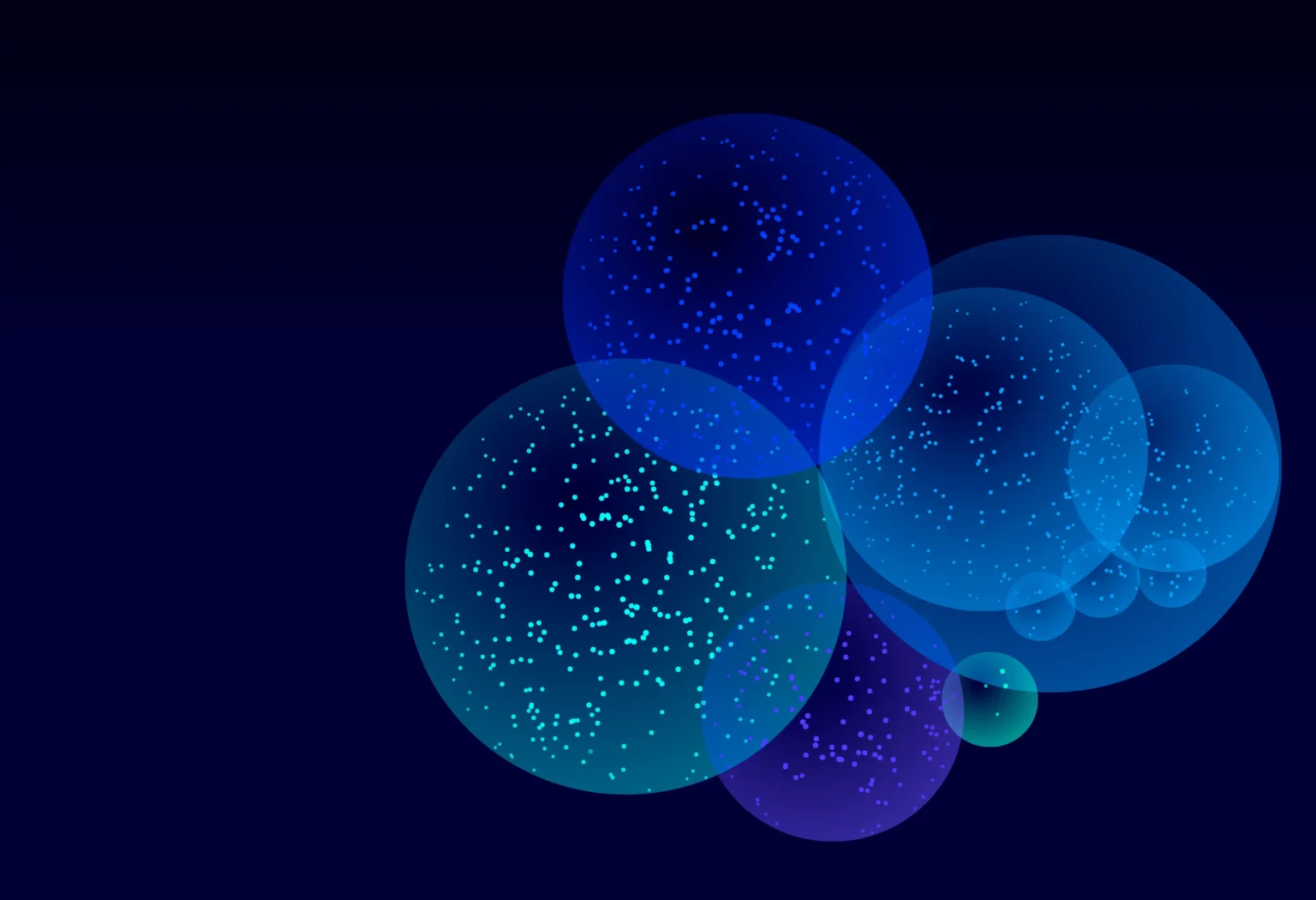 Overlapping blue circles filled with points of light